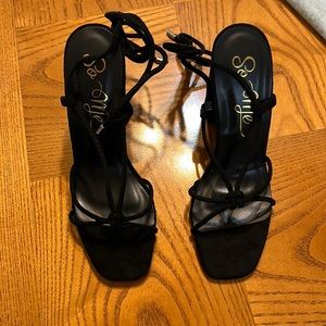 Black tie around heels womens 9